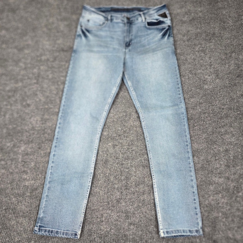 GTL Good Things Last Men Light Wash Slim Straight Denim Jeans 36x32 Blue 26349
